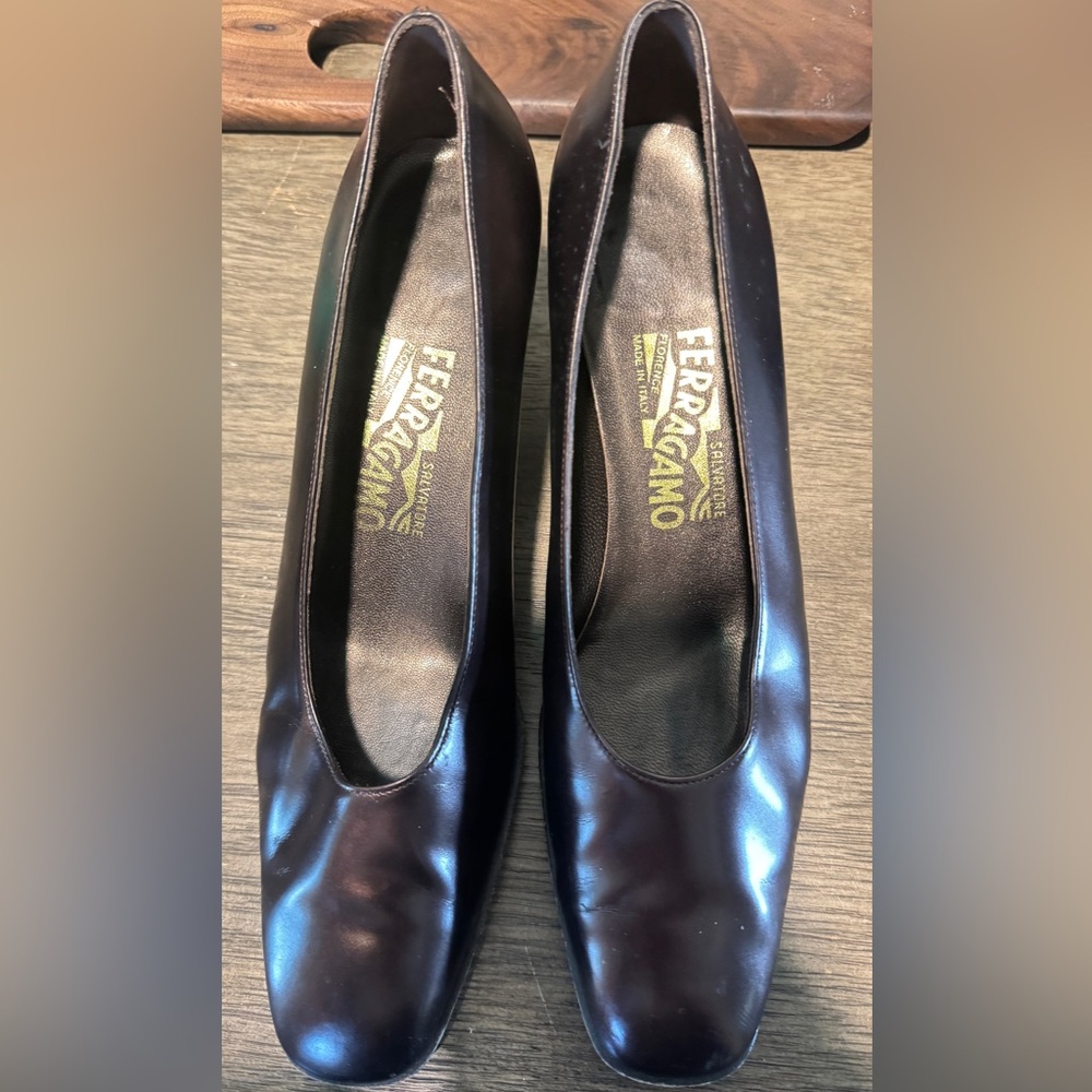 Salvatore Ferragamo Women's Dark Brown Leather Heels